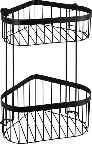 Wenko Eckregal Classic Plus Schwarz aus Stahl, 2 Etagen, Wandmontage, B/T/H: 23,5 x 33 x 18,5 cm - Bild 2