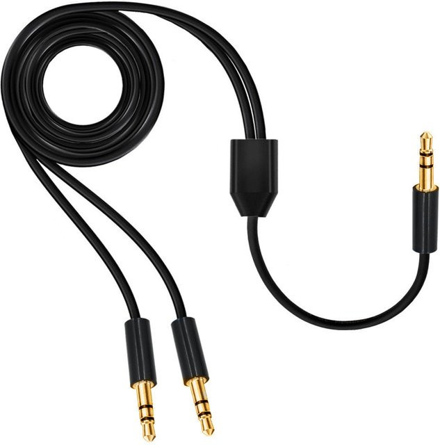 UpperFu Stereo Audio Y-Splitter Kabel von 3,5 mm Klinke auf 2x 3,5 mm TRS Stecker, Schwarz - Bild 1