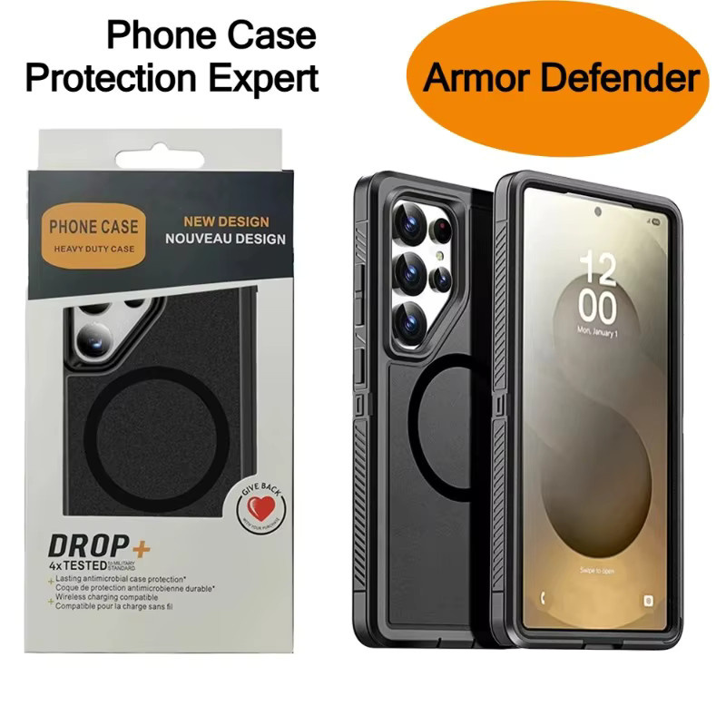 Heavy Duty Rugged Armor Defender OTT Box Handyhülle für Samsung Galaxy S26 Ultra, S25 FE, S24, S23 und S22 Plus in Schwarz - Bild 3