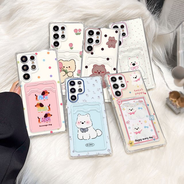Silikon Handyhülle mit Kartenhalter und Tier-Design für Samsung Galaxy S25 Ultra, S24 FE, S23, S22 Plus sowie Galaxy A56 5G, A55, A54, A53, A52 in Multicolour - Bild 1