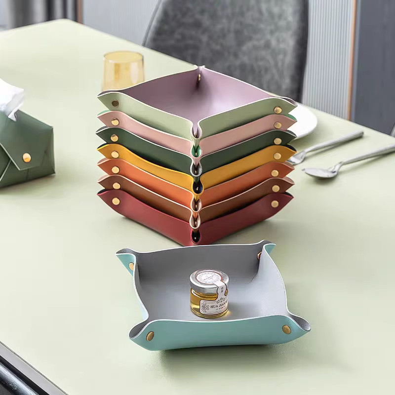 GZGUANDA Leder Ablage mit Gravur für Schmuck, Kosmetik und Schlüssel, Desktop Organizer mit Initialen, erhältlich in Blau, Gelb oder Mehrfarbig - Bild 3