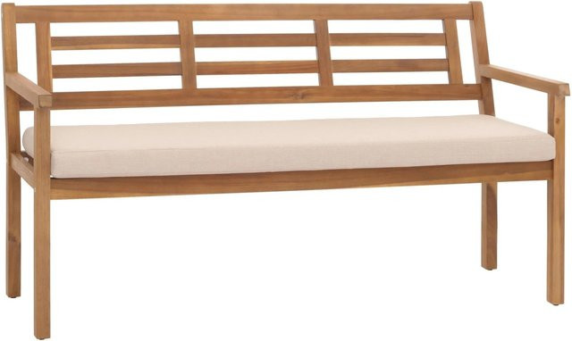 PROREGAL Gartenbank aus Akazie mit Kissen in Creme-Beige, H x B x T: 82 x 145 x 59 cm - Bild 1
