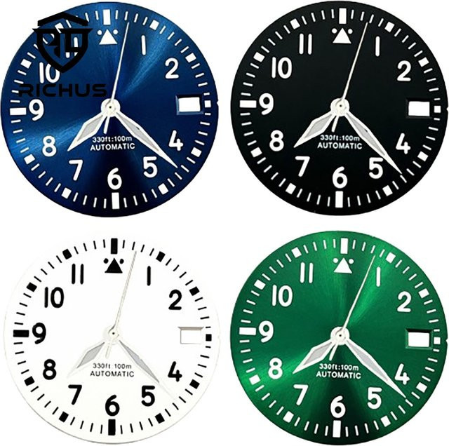 RICHUS Uhrenzubehör Zifferblatt, 29 mm, grün leuchtend, Silber - Bild 1