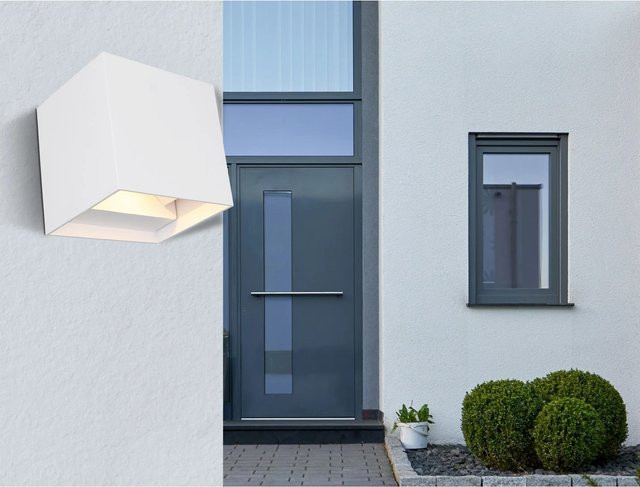 GLOBO LIGHTING Außenwandleuchte Veronika aus Aluminiumdruckguss in Weiß, 1-flammig, modern, IP54 - Bild 2