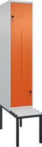 C+P Z-Spind Classic PLUS Sitzbank mit 2 Fächern und Sicherheits-Drehriegel, Kunststoff und Stahl, Grau/Orange, B/T/H: 212,0 x 40,0 x 81,5 cm - Bild 1