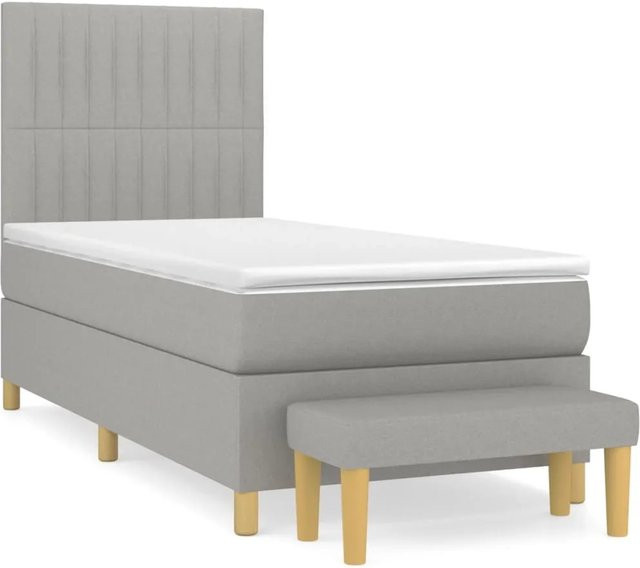 vidaXL Boxspringbett mit Matratze Hellgrau B/T/H: 90 x 190 x 128 cm - Bild 1
