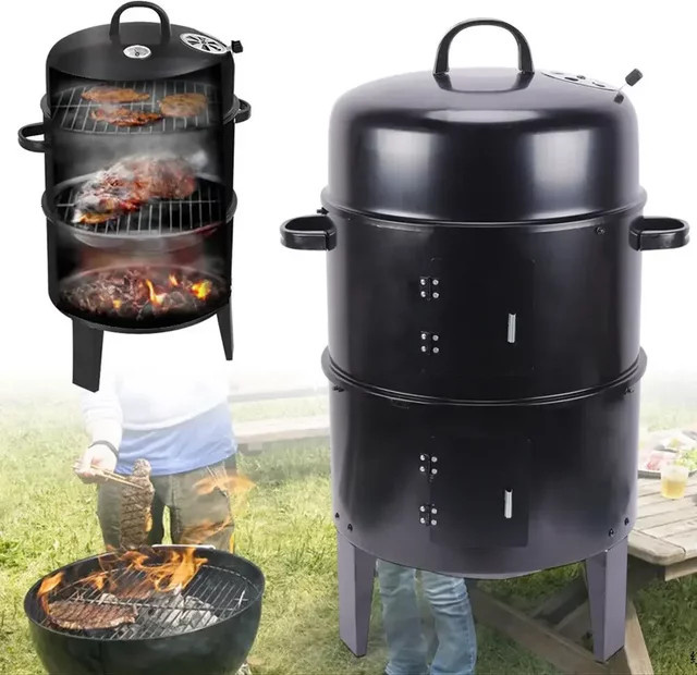 Bymaocar Smoker Box Holzkohle-BBQ-Grill aus Stahl in Schwarz - Bild 1