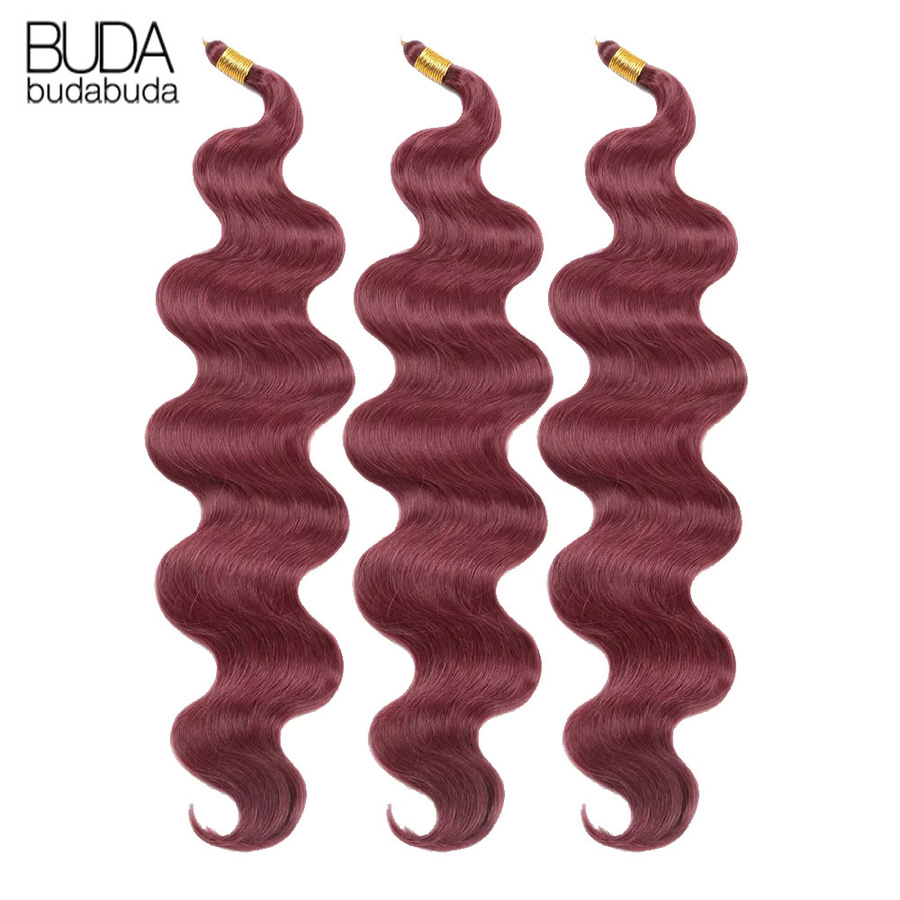 BUDABUDABUDA Body Wave Bundles Häkelhaar, 24 Zoll, Synthetisch, Ombre-Wellen, Damen - Bild 5