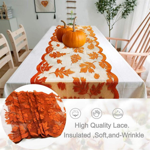TOMTOP JMS Tischläufer mit Ahornblatt-Design in Orange, Polyester, Rechteckig - Bild 1
