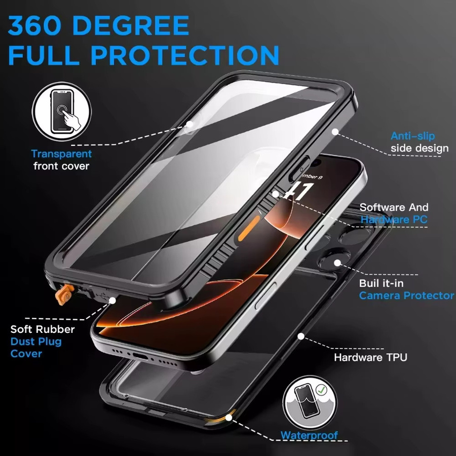 Wasserdichte iPhone Schutzhülle aus Aluminium mit IP68 Zertifizierung für Unterwasseraufnahmen in Schwarz - Bild 5