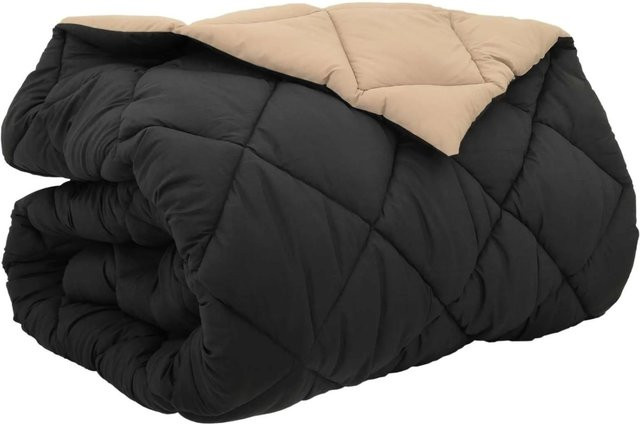 vidaXL Winterbettdecke aus Mikrofaser in Schwarz und Beige, B/B: 240 x 260 cm - Bild 1
