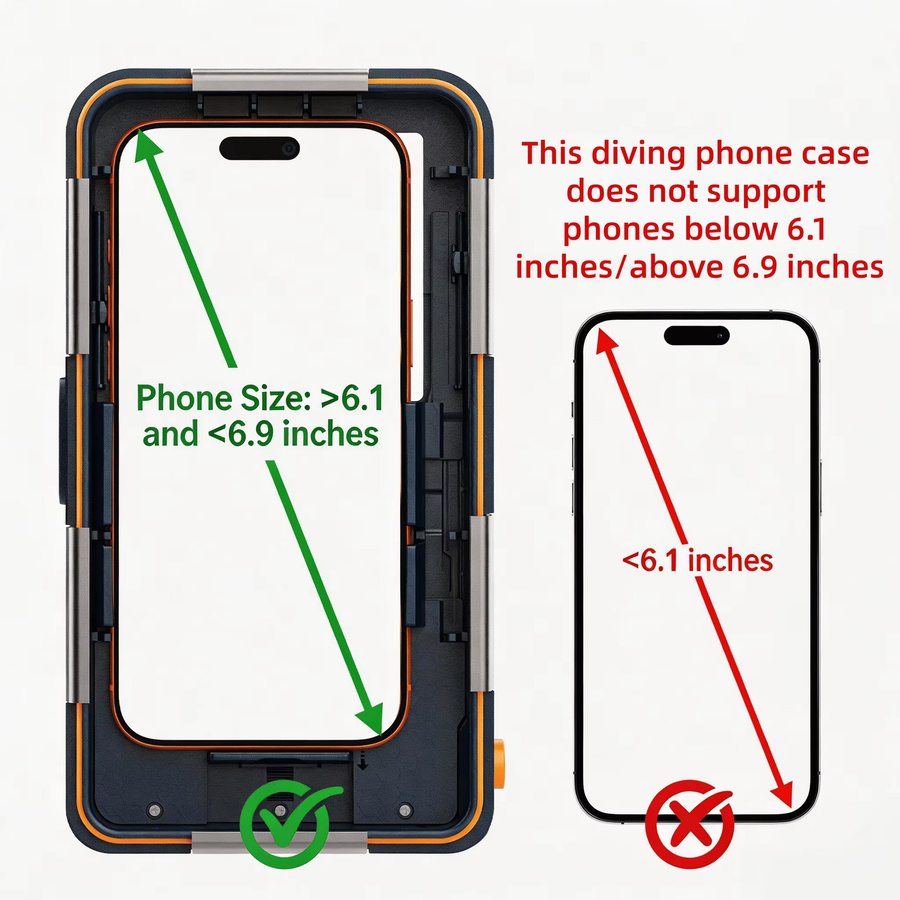 15M professionelle wasserdichte Tauchhülle in Schwarz für iPhone 17 Pro Max und S26 ULTRA zum Tauchen, Schwimmen und Fotografieren - Bild 6