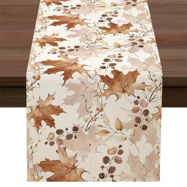 JMG Household Supplies Patchwork-Tischläufer im Bauernhausstil mit geometrischem Rautenmuster, Beige-Braun, Rot und Weiß, B/H: 90 x 33 cm - Bild 1