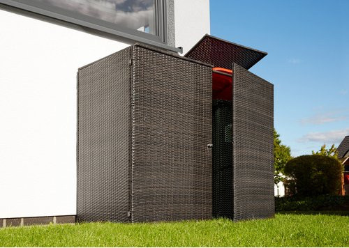 Merxx Mülltonnenbox für 2 Tonnen, braun, aus Stahl und Kunststoffgeflecht - Bild 3