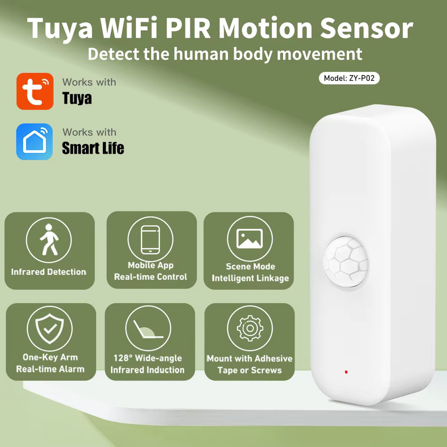 Tuya WiFi Bewegungsmelder Smart PIR Sensor mit App-Steuerung für Smart Home kompatibel mit Alexa und Yandex in Weiß - Bild 2