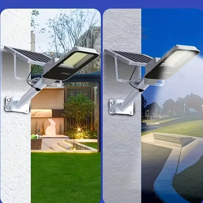YQCHEZI Solar LED Außenlampe 200W, Wasserdichte Solar-Straßenlampe und Wandleuchte für den Garten in Schwarz mit Kaltweißem Licht - Bild 2