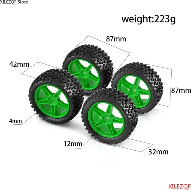 RS Offroad-Reifen & Radsatz, 1:10, Gummi, Kunststoff, Grün - Bild 1