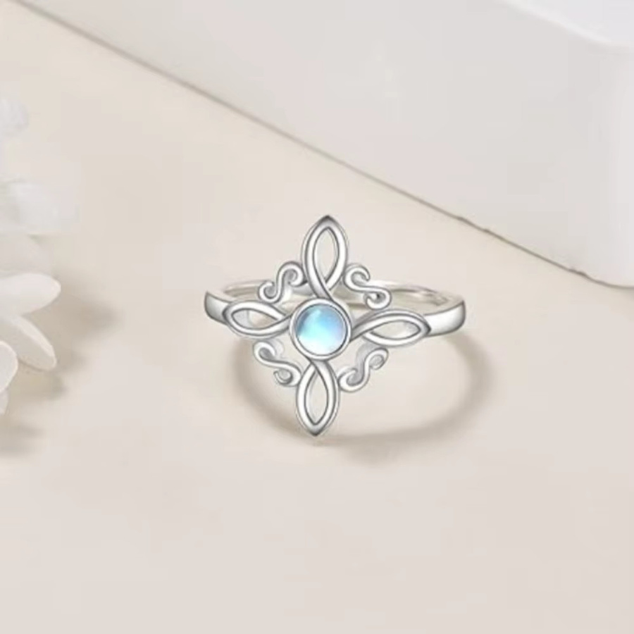 YILUOCD Ring Silber, Mondstein, Damen, Vintage - Bild 4