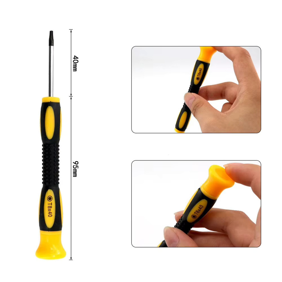 Vibratite Torx-Schraubendreher Bit Set mit Magnetfunktion und Loch-Entfernung Werkzeug, Gelb, Länge: 140 mm, für PS3 und PS4 Reparaturen - Bild 2