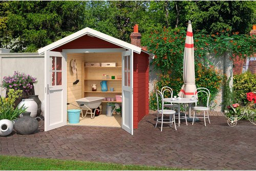 Mr. GARDENER Gartenhaus Inn aus Holz in Rot, B/H/T: 241,1 x 234 x 260 cm - Bild 1