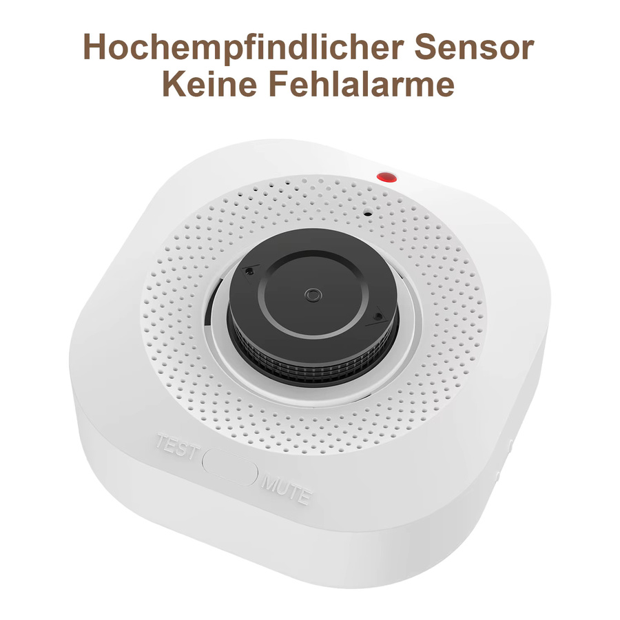 PGST Eigenständiger Rauchmelder in Weiß, Photoelektrischer Feueralarm für Zuhause, Batteriebetrieben mit Test- und Stummschalttaste, CE-Zertifiziert - Bild 3