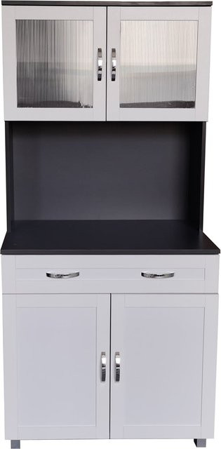HTI-Living Küchenbuffet Blanca mit Glasteil und Schubladen in Grau/Weiß - Bild 1