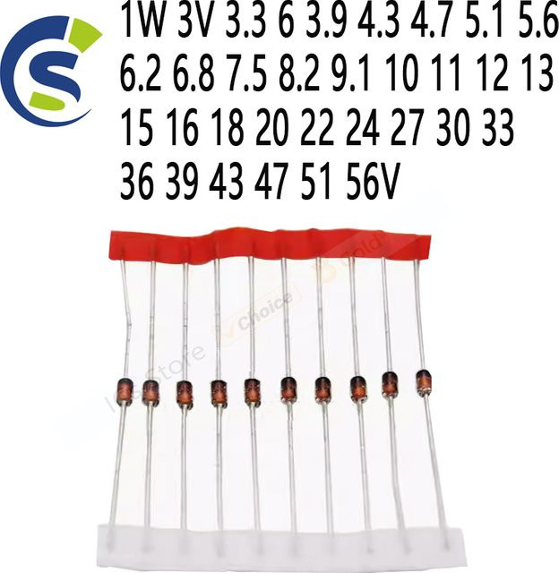 50 Stück Zenerdioden ANNUOSENCHIP in Schwarz mit verschiedenen Spannungen von 3 V bis 56 V (1 W) - Bild 1