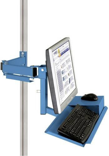 Manuflex LZ8201.5012 ESD Standard ESD-Monitorträger für Alu-Aufbauportale mit Tastatur- und Mausfläche, VESA-Adapter 100mm, Blau - Bild 1