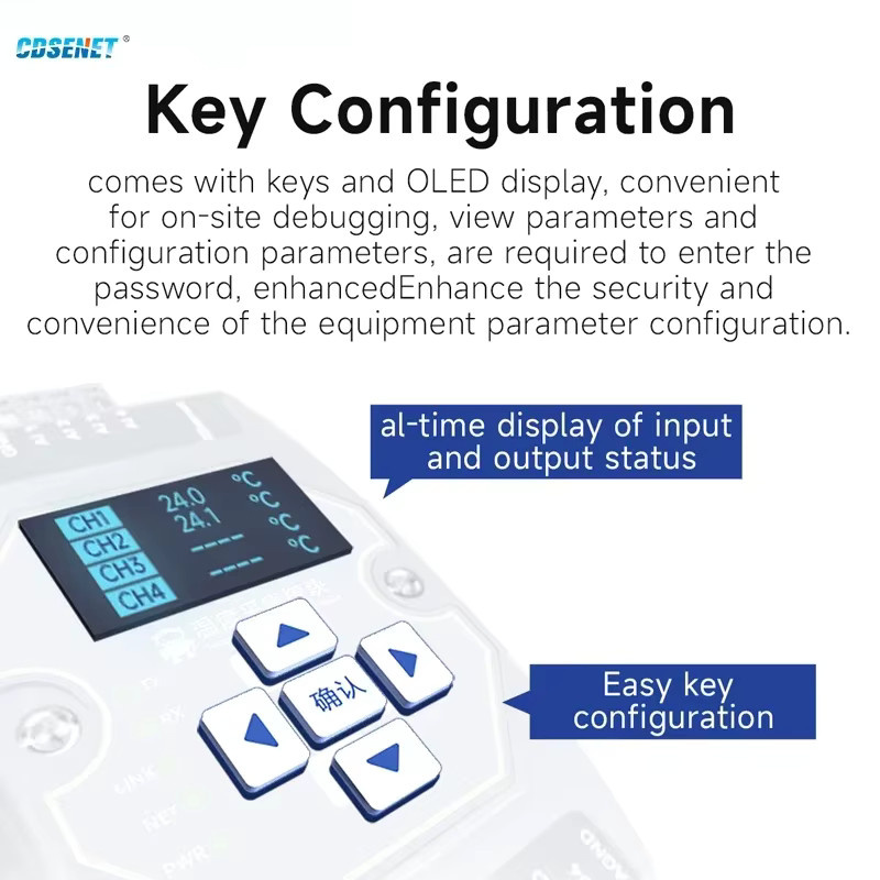 CDSENET ME31-XDXX0400 Modbus Gateway für 4-Wege Temperaturerfassung mit RS485 und Ethernet/LAN, PT100 RTD mit Watchdog und DNS, Industriequalität, Blau - Bild 2