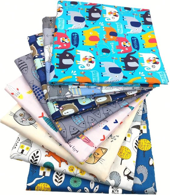 8er Set quadratische Bastelstoff-Tücher in Mehrfarben für Patchwork, Quilten und DIY-Projekte, B/H: 20 x 25 cm und 40 x 50 cm - Bild 1