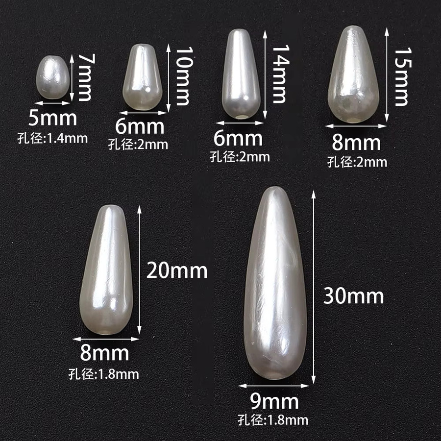 lingsai Spacer-Perlen, ABS, Tropfenform, Weiß - Bild 2