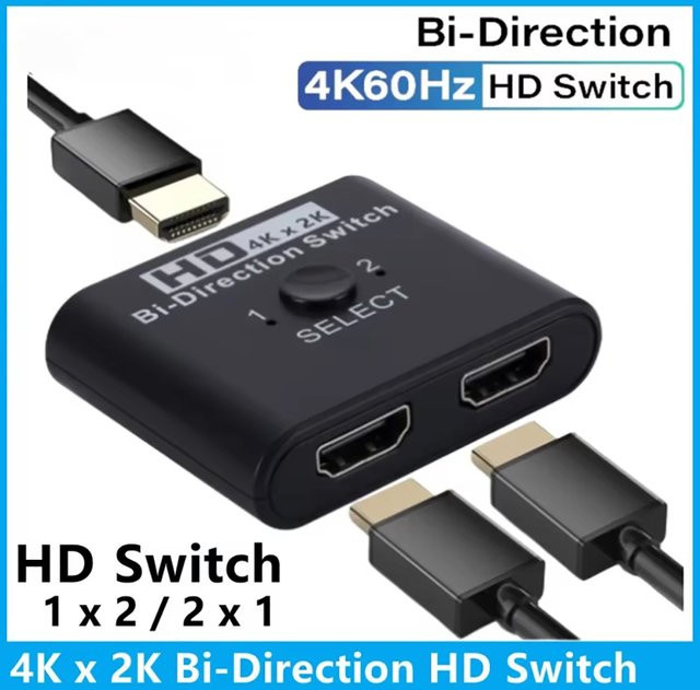 Henruisi HDMI-Umschalter bidirektional in Schwarz mit 4K UHD Unterstützung für Laptop, TV-Box und Computer - Bild 1