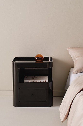 Jotex Nachttisch ALSTON in Schwarz aus Metall, modern und matt - Bild 1