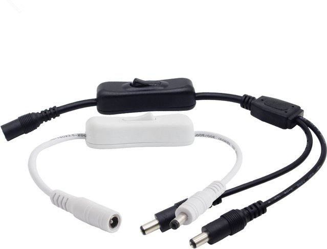 MJJC Inline-Schalter EIN/AUS mit DC 5,5 x 2,1 mm Stecker-Buchse-Verbindungskabel in Schwarz für 12V 24V Adapter und LED-Streifenbeleuchtung - Bild 1