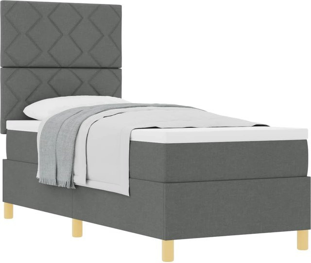 vidaXL Boxspringbett mit Matratze und Taschenfederkern in Grau, B/T/H: 80 x 200 x 140 cm - Bild 1