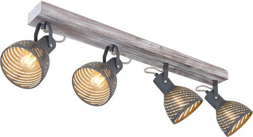 Globo Lighting Strahler MORI in Weiss und Holz mit 40 W für den Innenbereich, Höhe: 25 cm - Bild 1