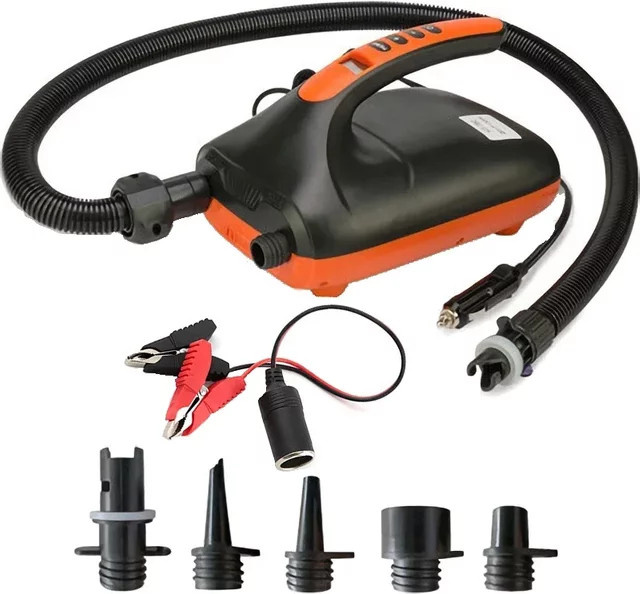 Betuyoo Zweistufige elektrische 12-V-Luftpumpe in Orange mit 20 PSI, digitaler Anzeige und automatischem Stopp für SUP, Schlauchboote und Kajaks - Bild 1