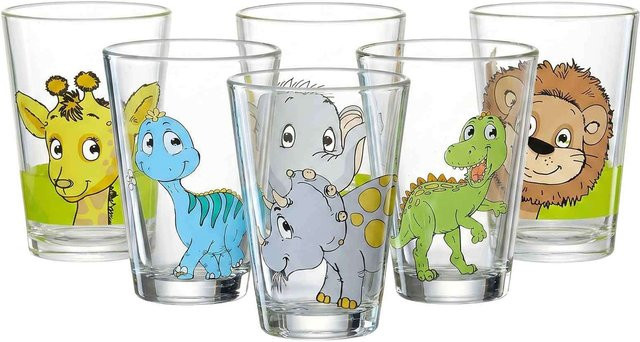 Ritzenhoff & Breker Kindergläser Dino und Dschungeltiere, 6-teiliges Set, transparent, 200 ml pro Glas - Bild 1