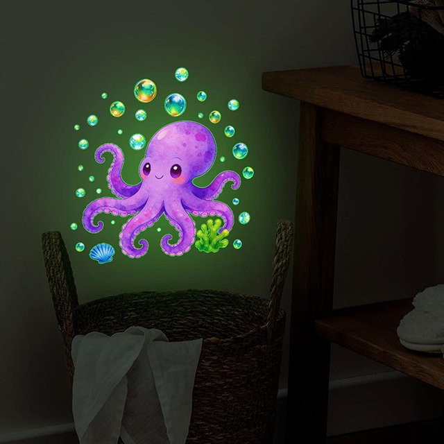 Selbstklebender leuchtender Oktopus Wandtattoo von Mihout in Multicolour - Bild 1