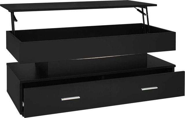 okwish Couchtisch mit höhenverstellbarem Lift-Mechanismus und LED-Schubladen in Schwarz, B/T/H: 100 x 50 x 44 cm - Bild 1