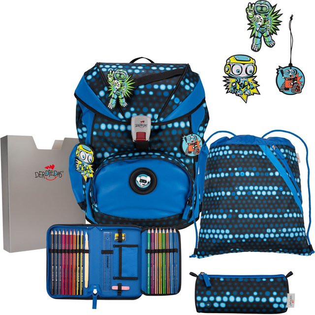 DerDieDas ErgoFlex Exklusiv Superflash Schulrucksack-Set 5-teilig mit Sportbeutel Blue Robot in Blue - Bild 1