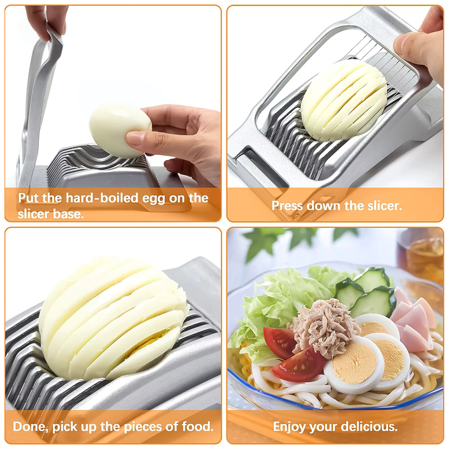 Willstar Eierschneider aus Aluminiumlegierung in Silber für Ei, Schinken und Obst - Bild 3