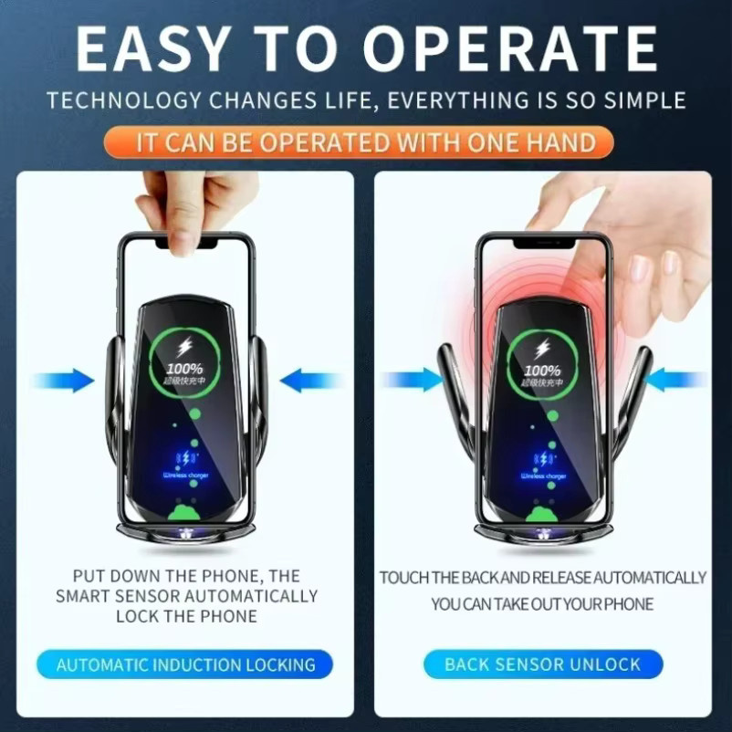VIKEFON Magnetische Kfz-Handyhalterung mit kabellosem Schnellladegerät für iPhone Samsung und Xiaomi in Schwarz und Blau - Bild 2
