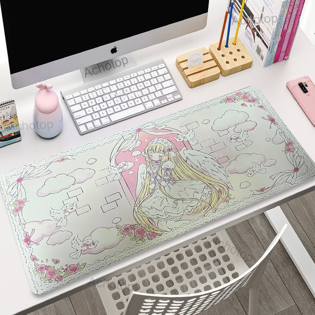 Kapalewaii Mauspad mit Kawaii-Mädchen Motiv in Weiß und Multicolour, rutschfeste Gaming-Schreibtischunterlage aus Gummi - Bild 1