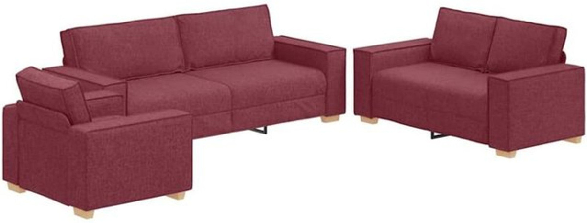 vidaXL Sofa Set mit 3 Kissen in Rot, modern und minimalistisch, B/T/H: 220 x 78 x 84 cm, Stoff - Bild 1