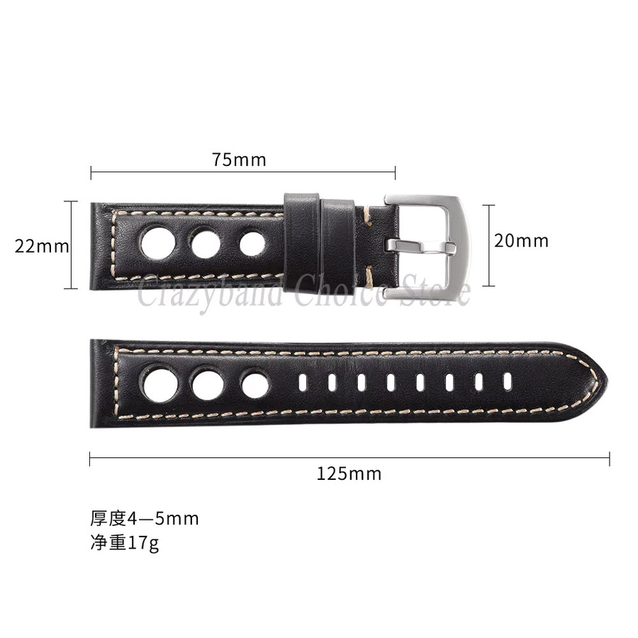 crazyband Uhrenarmband Echtleder, Schwarz, Unisex - Bild 4