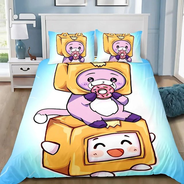 Bettwäsche-Set Lankyboxe Foxy Boxy mit Bettbezug und Kissenbezug in Blau, 3D Grafik Design, Material Mikrofaser Polyester, B/H: 228 x 228 cm - Bild 1
