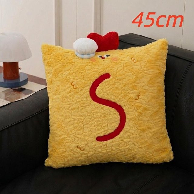 Set aus 2 Plüschkissen in Baguette- und Garnelen-Design, quadratisch und rechteckig, gelb, mit abnehmbarem Bezug - Bild 1