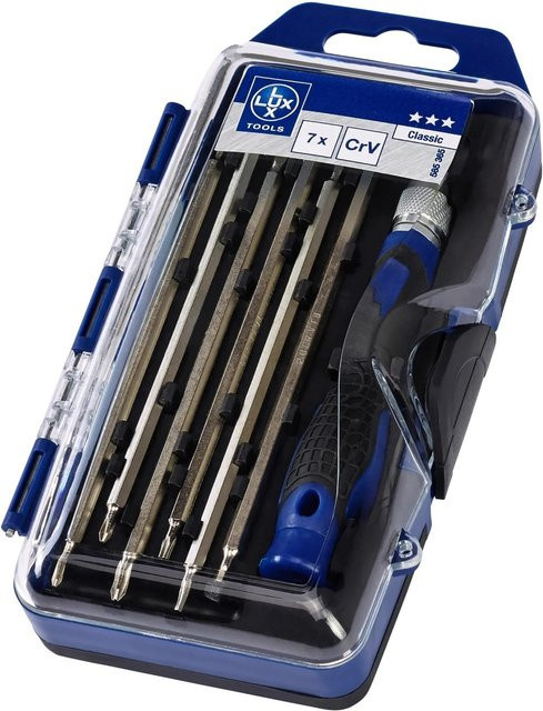 LUX-TOOLS 7-teiliger Wechselklingen-Satz für Schraubendreher-Bits in Blau - Bild 1