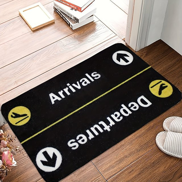 VIKAMA Minimalistischer Teppich mit Flugzeug- und Parkschild-Motiv in Schwarz, B/T: 60 x 40 cm - Bild 1
